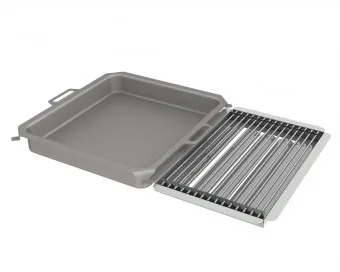 Kombi-Set 3-teilig Pfanne + V2A Rost Einzelstäbe + Flammabdeckung für Gastrobräter 4-flammig