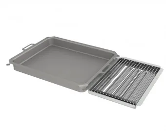 Kombi-Set 3-teilig Pfanne + V2A Rost Einzelstäbe + Flammabdeckung für Gastrobräter 5-flammig