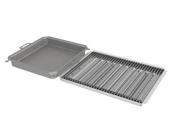 Kombi-Set 3-teilig Pfanne + V2A Rost Einzelstäbe + Flammabdeckung für Gastrobräter 6-flammig