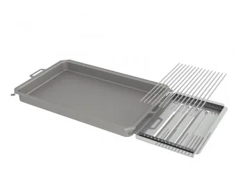 Kombi-Set 3-teilig Pfanne + V2A Rost Einzelstäbe + Flammabdeckung für Gastrobräter 6-flammig