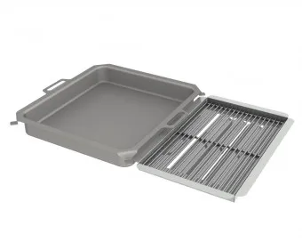 Kombi-Set 3-teilig Edelstahlpfanne + Edelstahlrost + Flammabdeckung für Gastrobräter 4-flammig