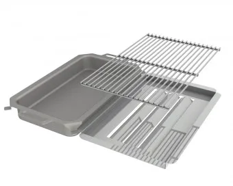 Kombi-Set 3-teilig Edelstahlpfanne + Edelstahlrost + Flammabdeckung für Gastrobräter 3-flammig