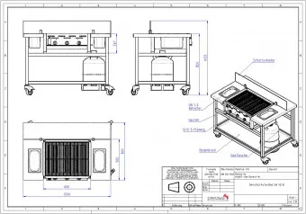 Mobile Arbeitsstation für 3er Gastrobräter